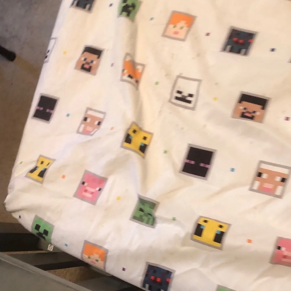 Minecraft Character Print White Bedding Sheet - Unbranded